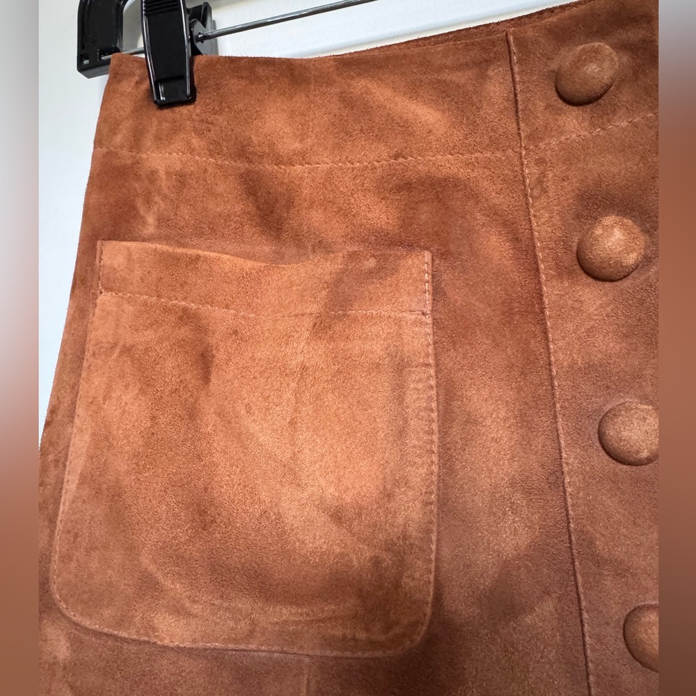 Sézane Nehir Caramel Goat Leather/Suede Skirt size 36 - Picture 6 of 11